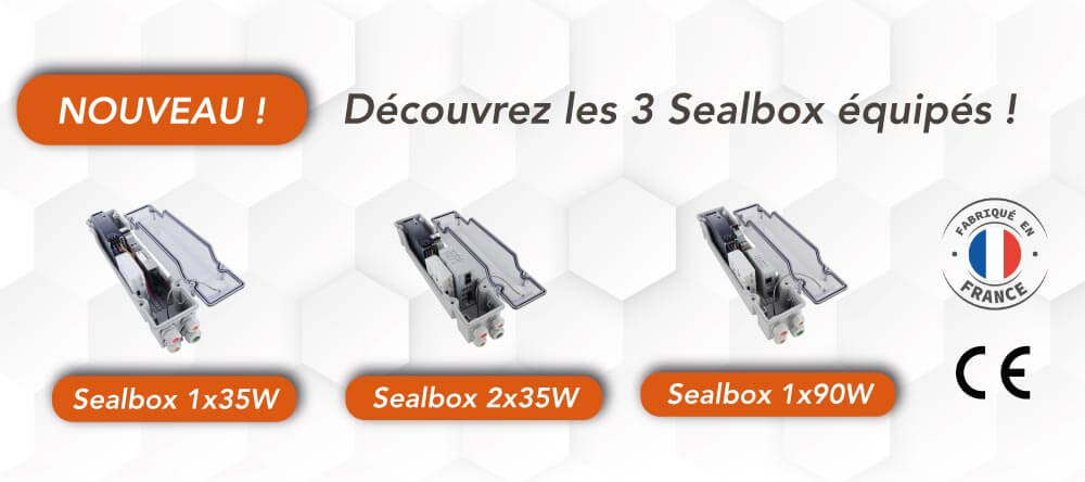 3 boîtiers Sealbox équipées fabriqués en France et certifiés CE